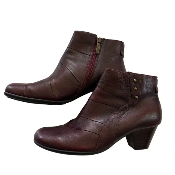Earth Hope Garnet Leather Zip Up Block Heel Ankle Boots Shoes Women's Size 10 B - Picture 12 of 12